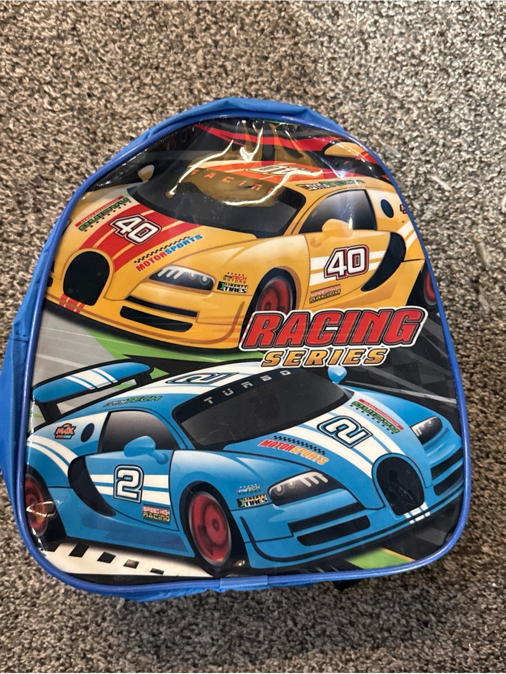 Kids Child Racing Series Polyurethane Backpack Book Bag Small 9”x8”x3”